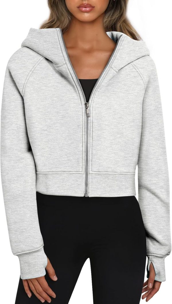 Womens Zip Up Hoodies Jackets Cropped Sweatshirts Fleece Fall Outfits Casual Comfy Y2k Tops Winter Clothes 2026
